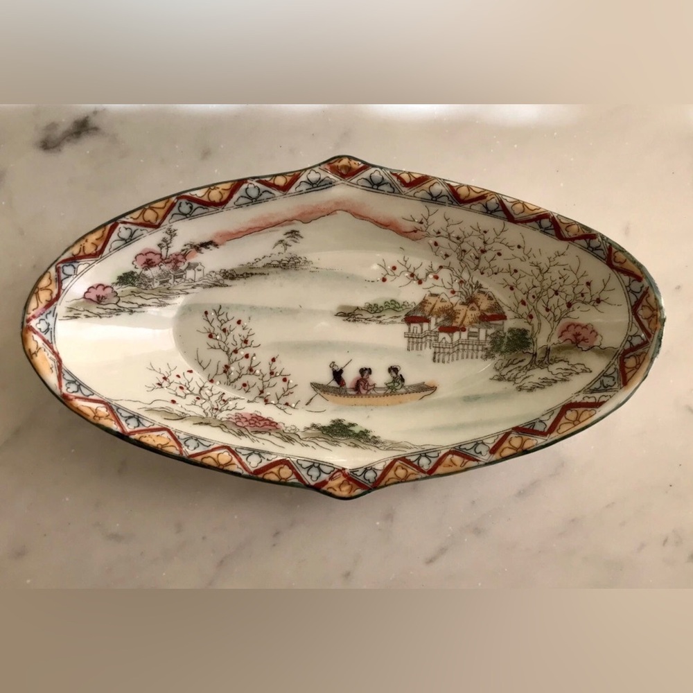Vintage Japan Oval Ceramic Trinket Dish